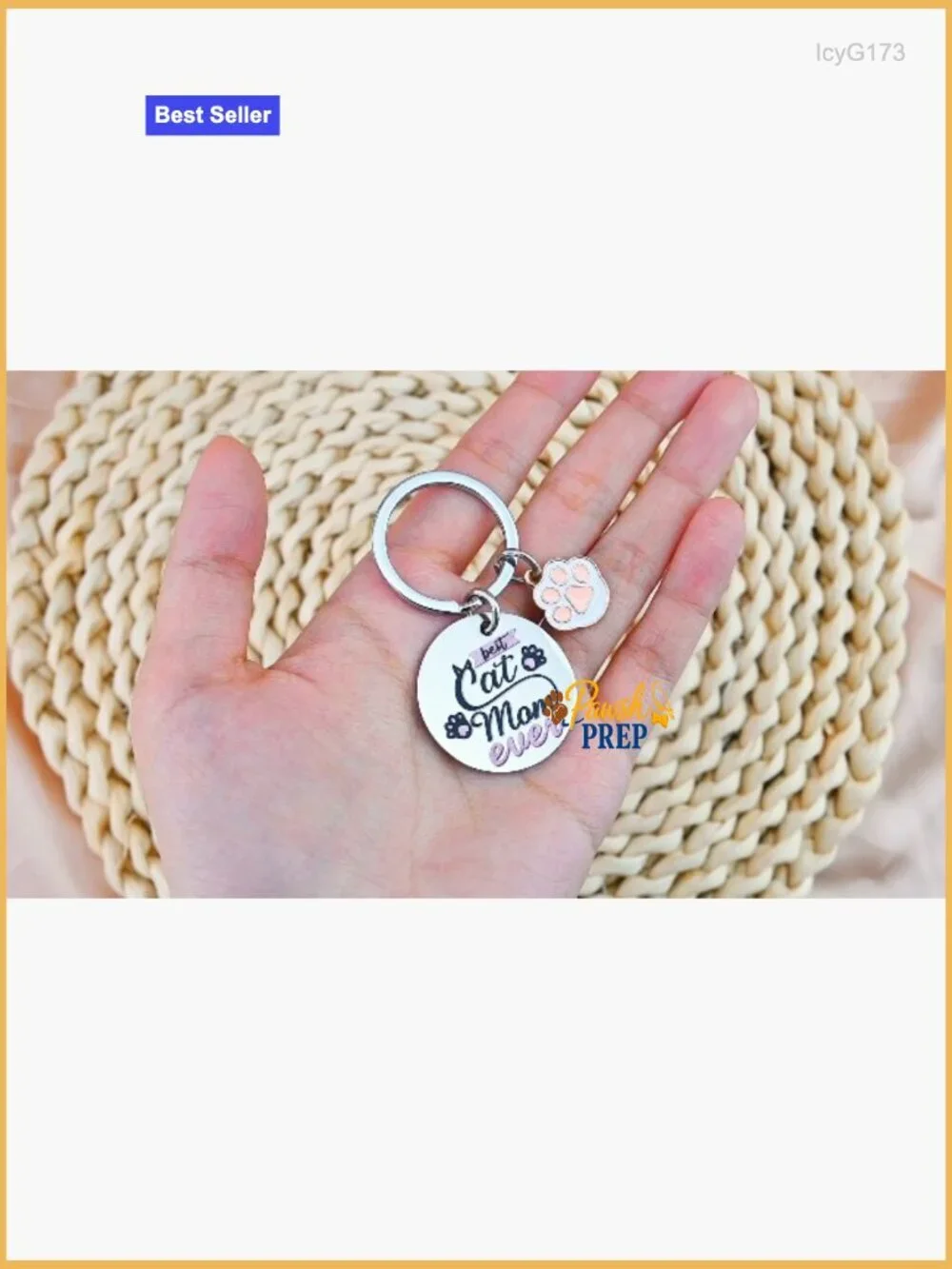 Stainless Steel Cat Mom Keychain Gift for Women Pet Lovers